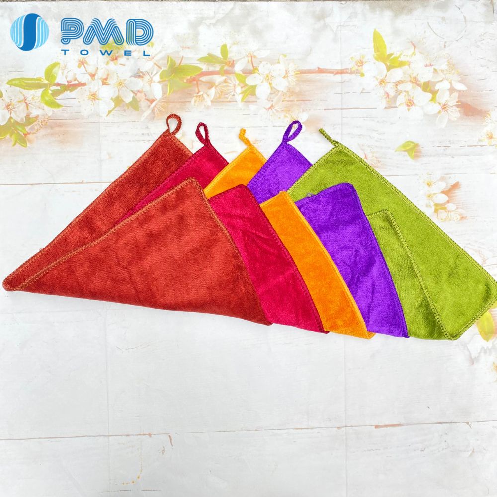 Khăn lau Microfiber 25x25 thấm hút tốt không sổ lông không phai màu giặt nhanh khô