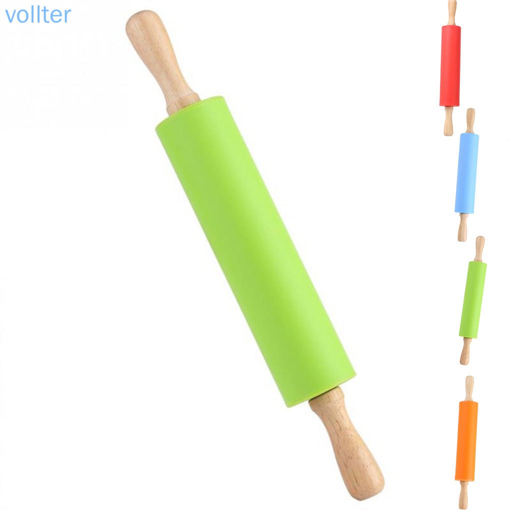 Cây Lăn Bột Cán Gỗ Bằng Silicone Không Dính Tiện Dụng