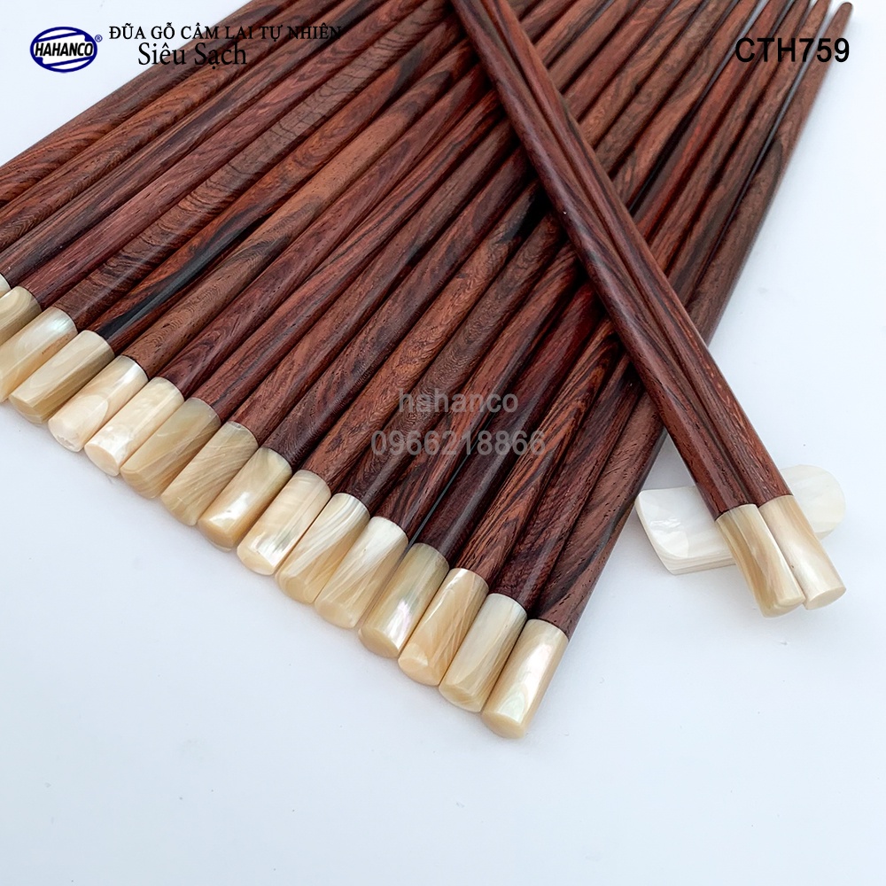 Đũa Gỗ Cẩm Đầu Ốc Biển New Zealand Kháng Khuẩn HAHANCO Siêu Sạch (10 Đôi) CTH759