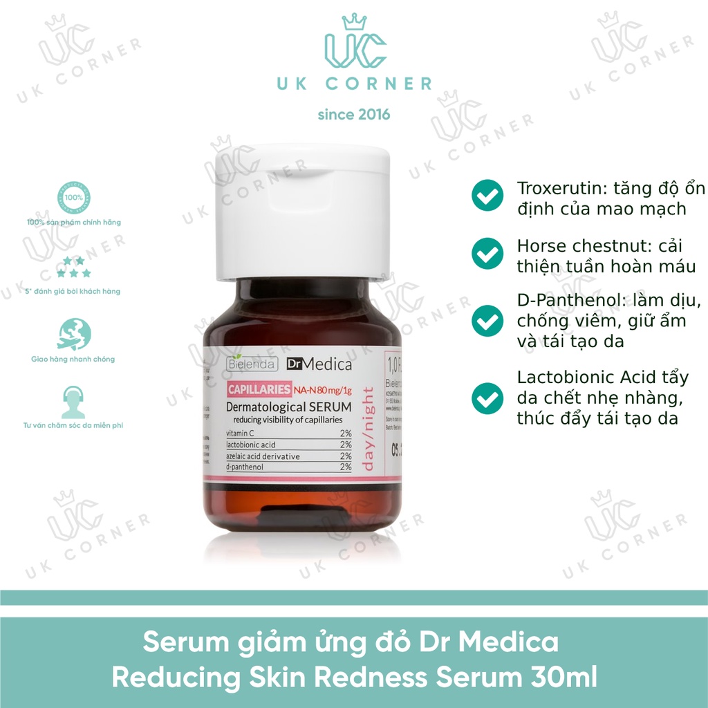 Serum giảm ửng đỏ Dr Medica Reducing Skin Redness Serum 30ml