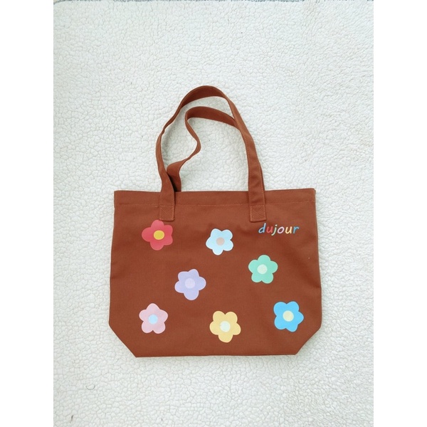 Túi tote canvas DUJOUR in hoạ tiết