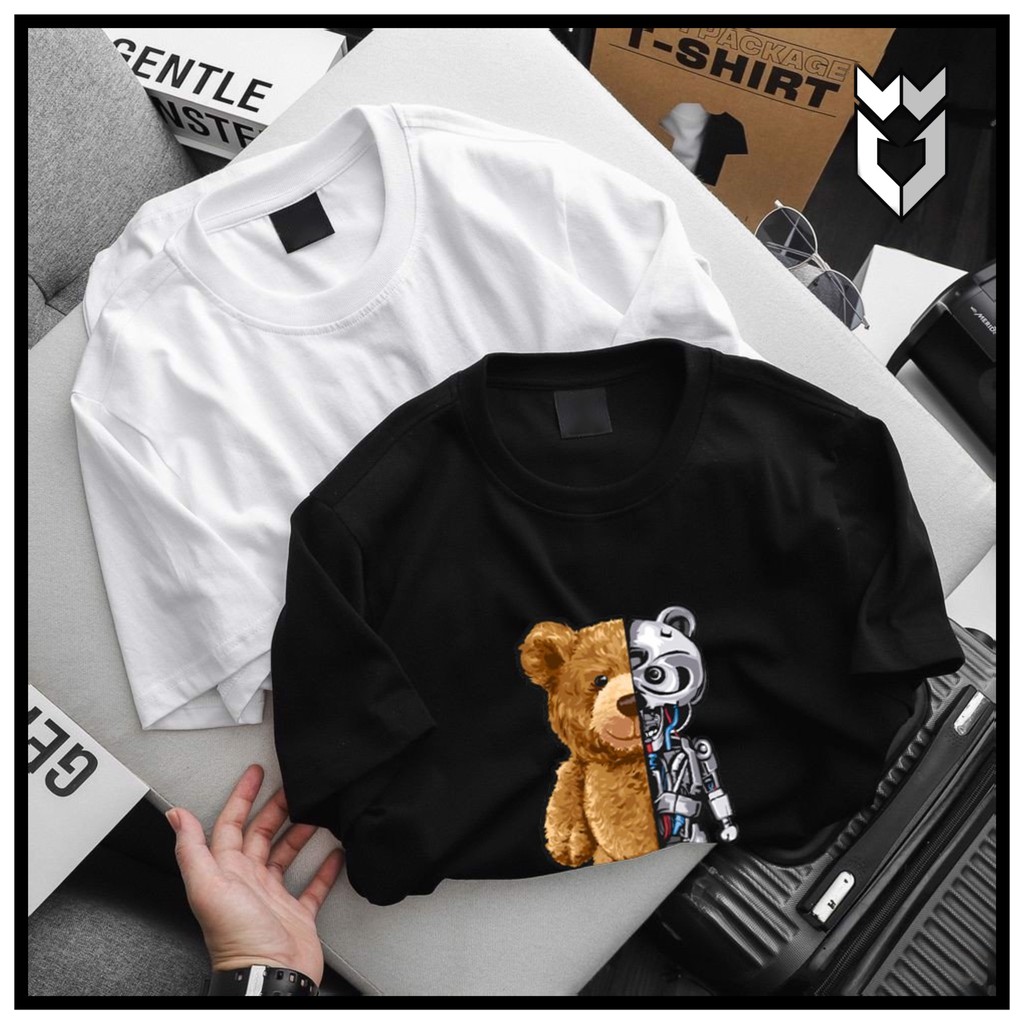 【FREE SHIP】Áo Thun nam nữ ngắn tay in Gấu Robot , áo phông cotton nam nữ tay lỡ đen trắng - GW Shop | BigBuy360 - bigbuy360.vn