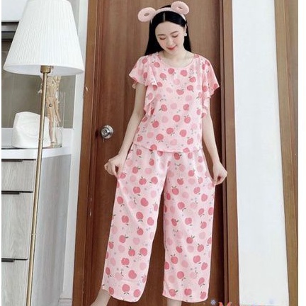 Đồ Bộ Mặc Nhà Lụa Mango Cao Cấp Quần Lửng 9 Tấc Tay Cánh Tiên Hàng Có Size 75kg Giảm 10K Đơn 200K