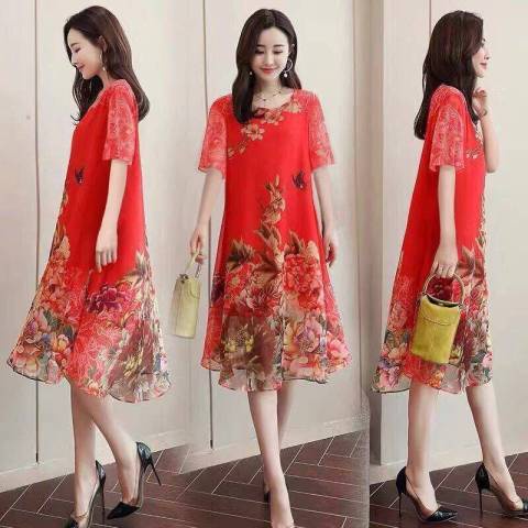 Đầm Hoa Giả Lụa Lạnh Dáng Rộng Thời Trang Nữ Cao Cấp 180