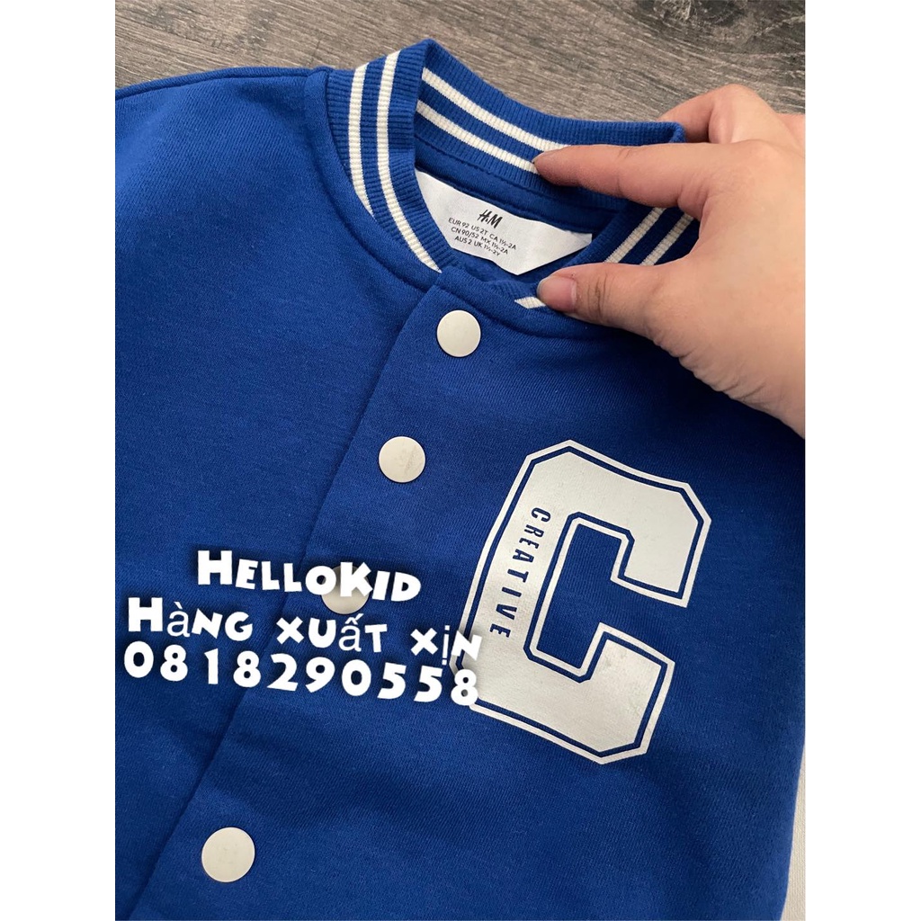 A411 - Áo khoác nhẹ Bomber Hm xanh coban cho bé