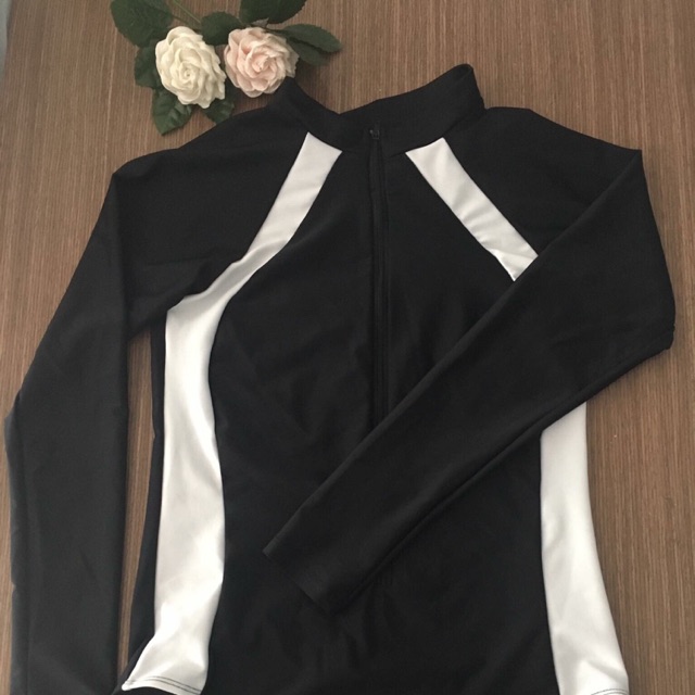 BIKINI MỘT MẢNH LIỀN THÂN BODY SUIT SỌC TRẮNG TAY DÀI DÂY KÉO SEXY CHẤT LƯỢNG CAO CÁP -  JAMI- MOM77