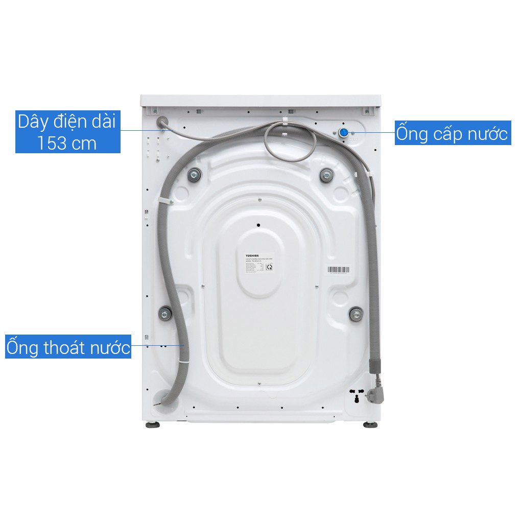 Máy giặt Toshiba Inverter 7.5 Kg TW-BH85S2(WK) Giặt nước nóng, vệ sinh lồng giặt tự động, giao hàng miễn phí TP HCM