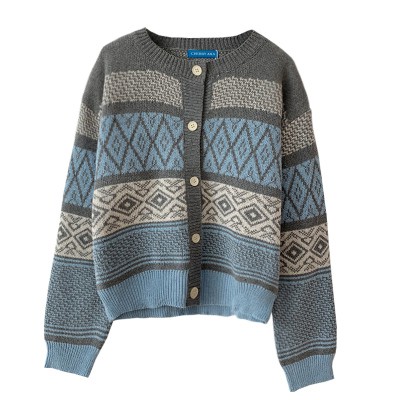 Áo khoác Cardigan dệt kim màu sắc Retro cho nữ | BigBuy360 - bigbuy360.vn