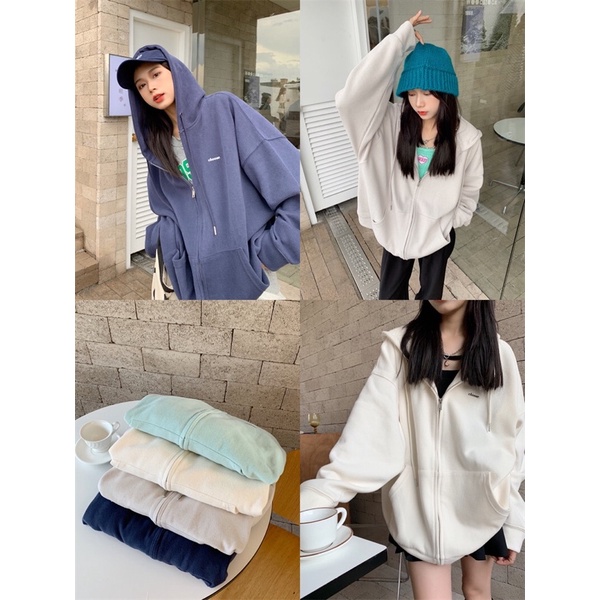 ÁO HOODIE ZIP ULZZANG CÓ CHỮ FORM RỘNG
