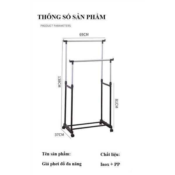 Kệ Giá Treo Áo Quần - Giá Treo Quần Áo Inox Cứng Cáp Treo Nhiều Đồ Hàng Mới 2022