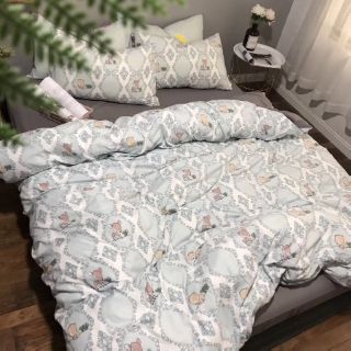 Bọ CON NAI VÀNG NGƠ NGÁC 4 món chăn ga gối ĐŨI họa tiết Hàn Quốc cute