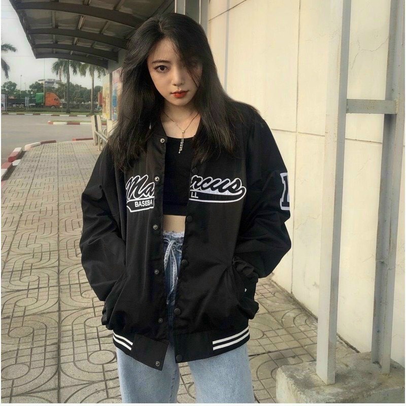 Áo Khoác Bomber Jacket Dù 2 Lớp MARCUS Varsity Form Rộng Nam Nữ Unisex Phong Cách Hàn Quốc Ulzzang
