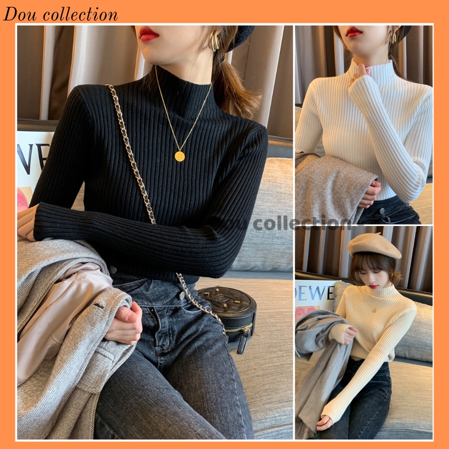 Áo Len Cổ Lọ Dài Tay Dệt Kim Phong Cách Hàn Quốc Thời Trang Thu Đông - Dou Collection - Mã TA032