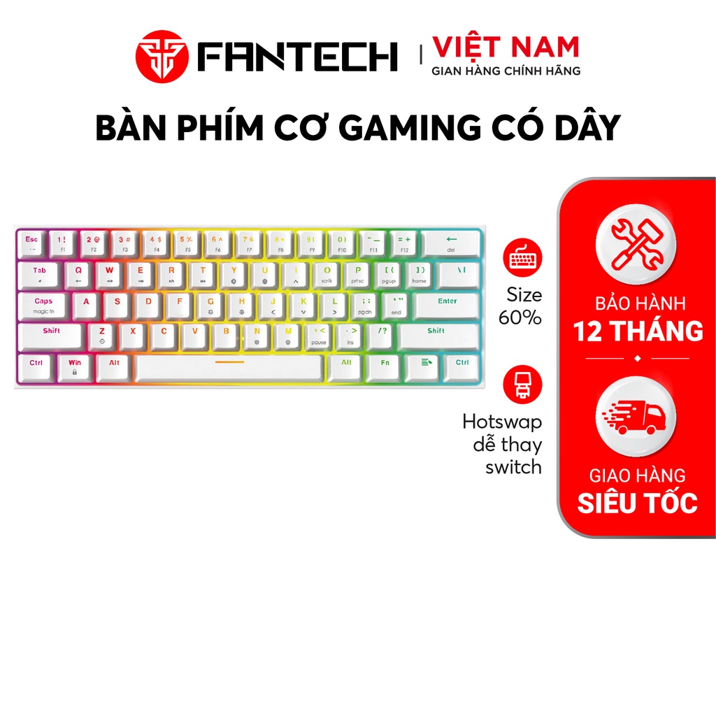 Bàn Phím Cơ Gaming FANTECH MK857 MAXFIT61 Hỗ Trợ Hotswap Led RGB Size 60% - Hàng Phân Phối Chính Hãng