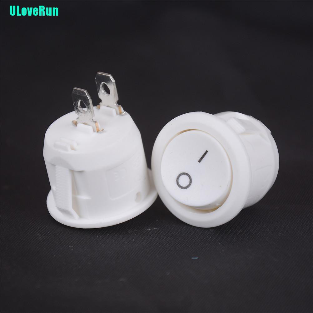 Set 5 Công Tắc Bật / Tắt Hình Tròn Mini 2 Chấu Màu Trắng 20mm