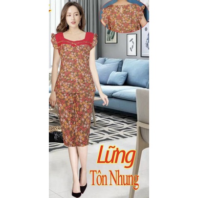 Bộ tole nhung phối trung niên quần lửng tay cánh tiên