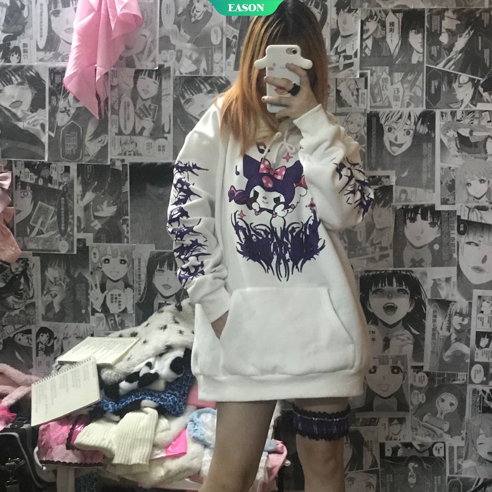 Áo hoodie In Hình Anime Sanrios Anime Kawaiiins Kuromi Mới Phong Cách Đường Phố Châu Âu Cho Nam Và Nữ
