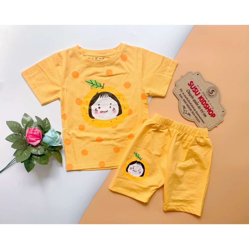 SIZE 1-13 (10-37KG) ĐỒ BỘ BÉ GÁI ÁO NGẮN TAY QUẦN LỬNG THUN COTTON IN CHẤM BI