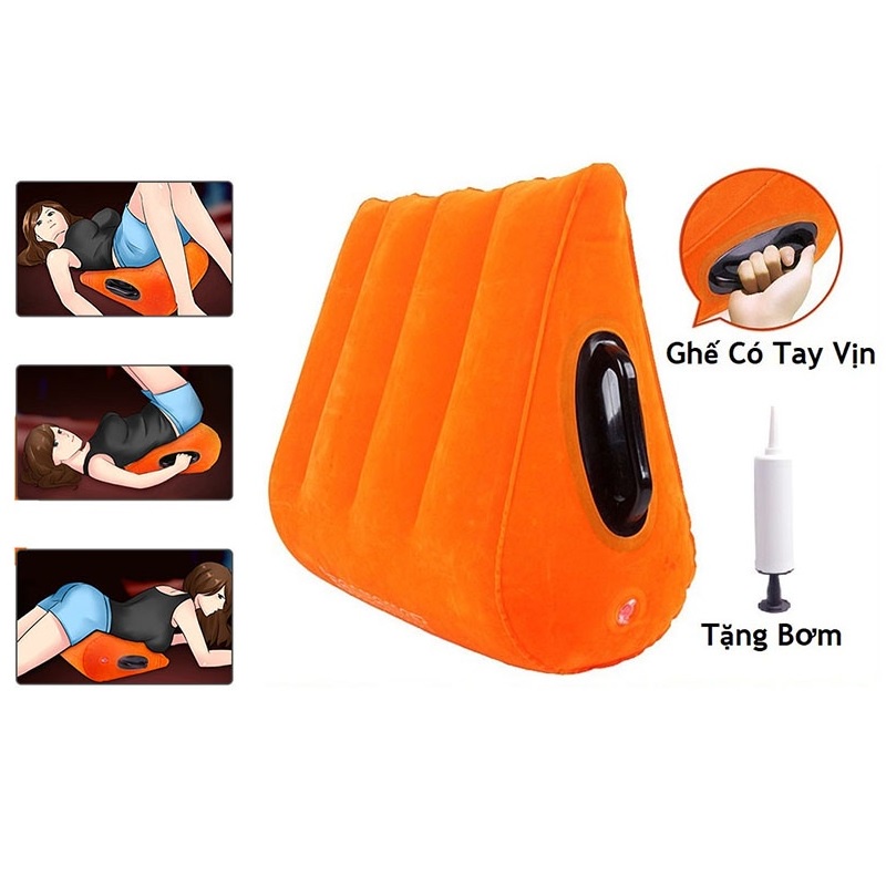 Gối bơm hơi hình tam giác hỗ trợ lưng cơ thể tiện dụng cho các cặp đôi + Tặng Kèm Bơm Tay