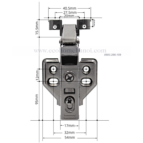 Bản lề giảm chấn cho cánh tủ khung nhôm kính H3506
