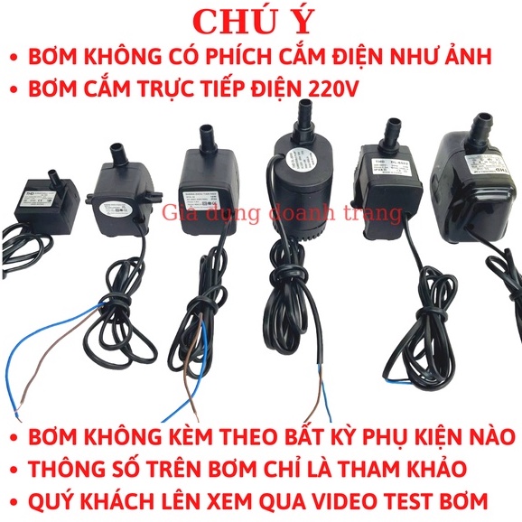 Bơm chìm mini 4w 8w 13w 16w 18w 25w 30w - 220v, Máy bơm quạt hơi nước, Bơm chìm bể cá mini