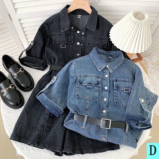 Jumpsuit Jean Dáng Rộng Phong Cách Hàn Quốc Thời Trang Mùa Hè 2022 Cỡ Lớn Hàng Mới