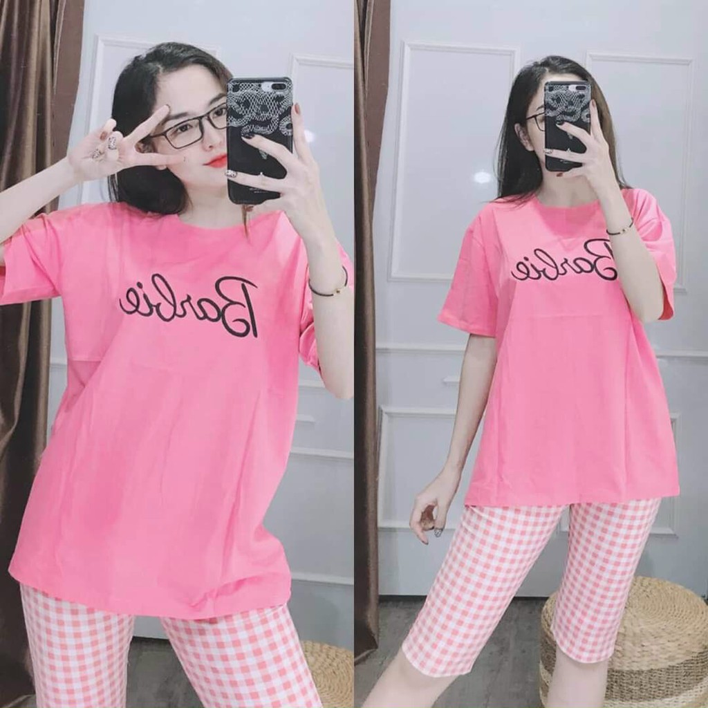 Đồ Bộ Nữ Lửng Set Đồ Bộ Thun Mặc Nhà Đẹp Bigsize QL08 LỬNG BARBIE