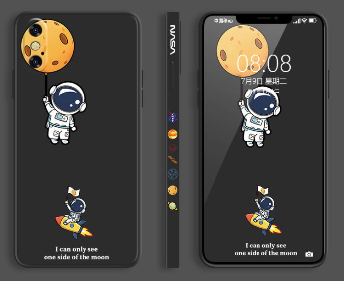 IPHONE 6 6s 7 8 11 12 Pro Max Mini Plus Astronaut Case science  Camera Frame Border Pattern Catroon  Housing Casing Cover Ip11 Ip12 Silicone Full Camera Protector