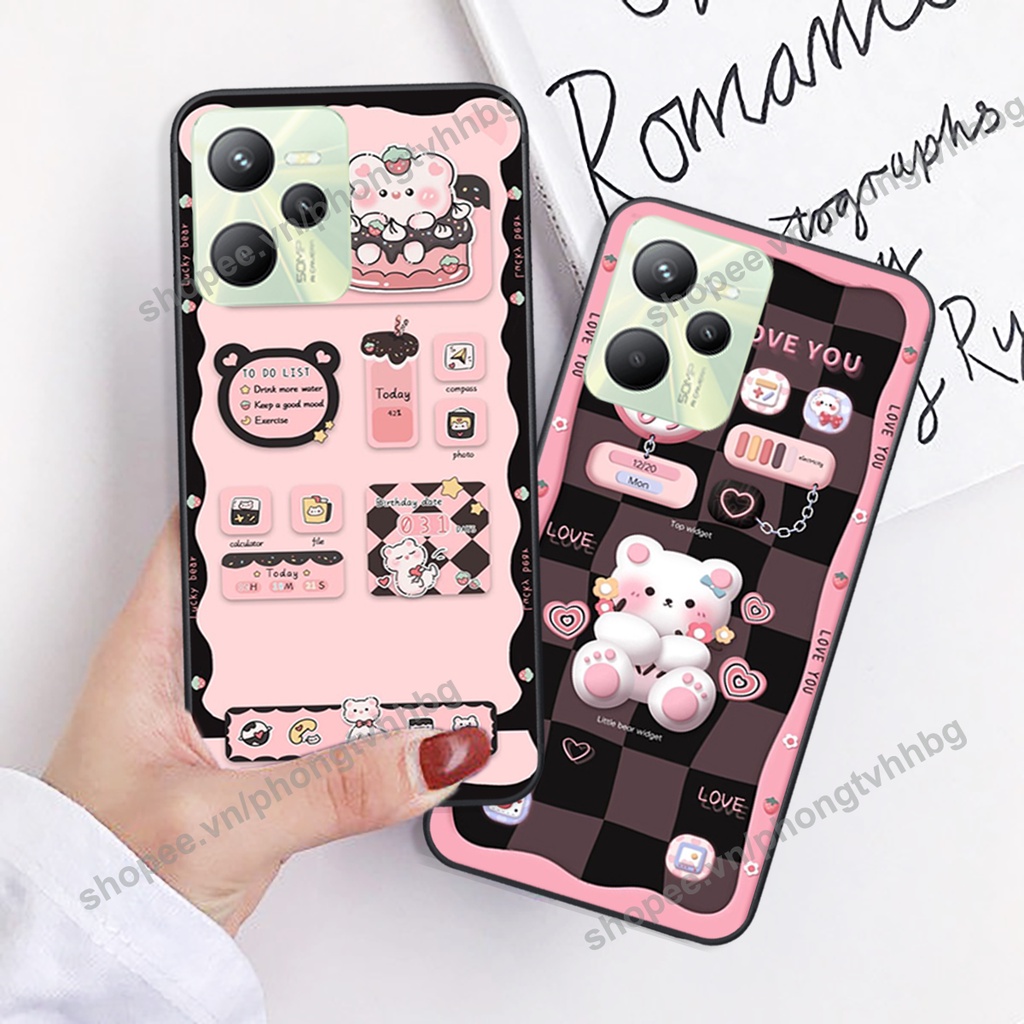 Ốp lưng Realme C35 gấu,thỏ trắng , đồng hồ dễ thương cute cực đẹp