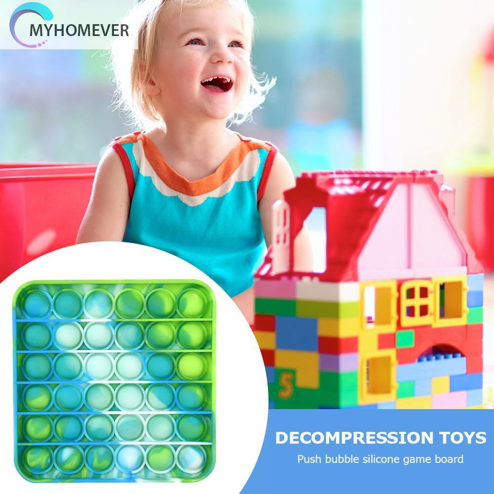 Pop It Fidget Đồ chơi Square Tie Dye Autism Push Bubble Sensory Squeeze Decompression Puzzle Đồ chơi