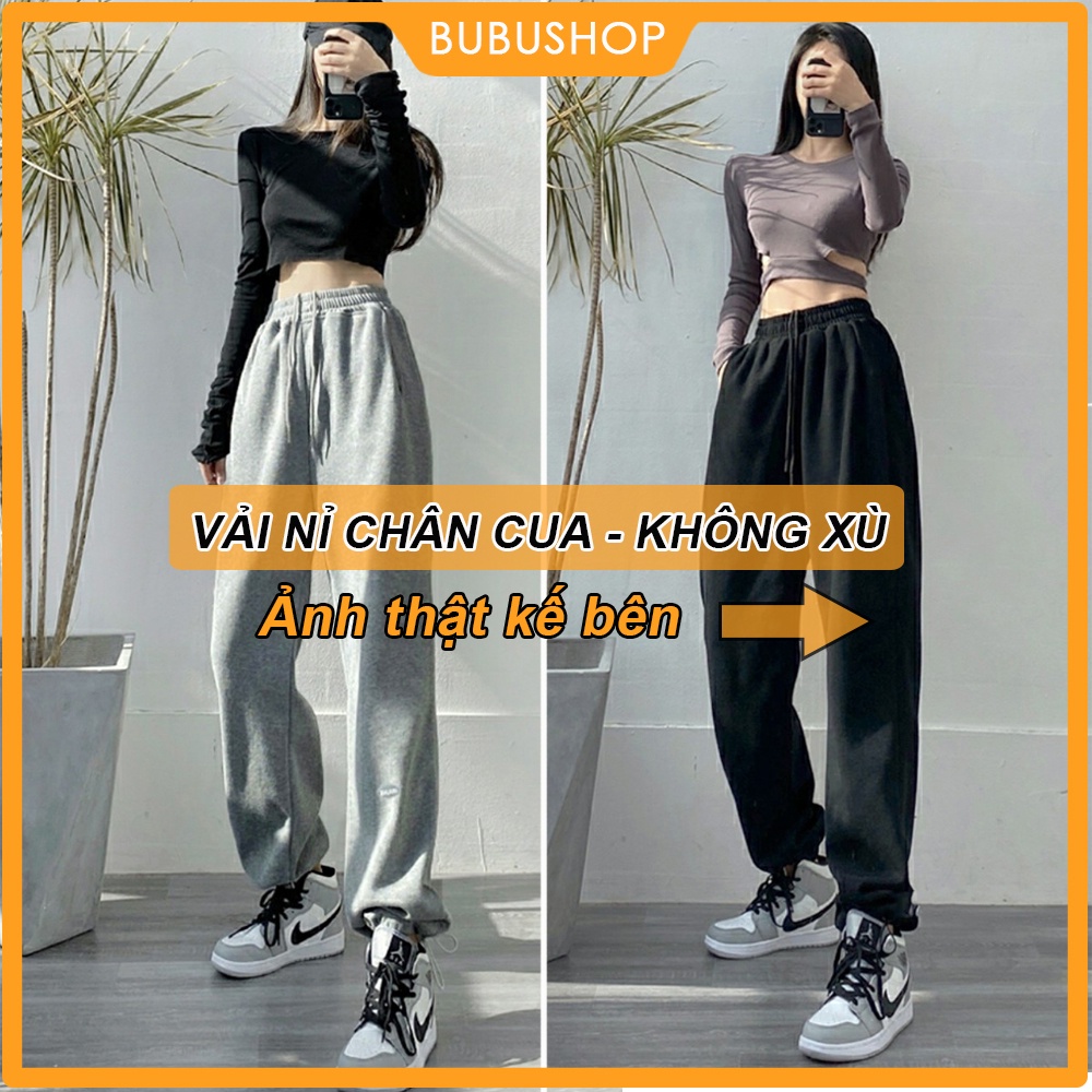 Quần jogger nữ chun gấu ulzzang, quần nỉ bo gấu, quần nỉ nữ BUBUSHOP Q02