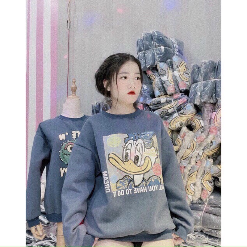 Áo Sweater Nỉ In Hình  🦋 Áo Nữ Dài Tay Cổ Tròn 🦋