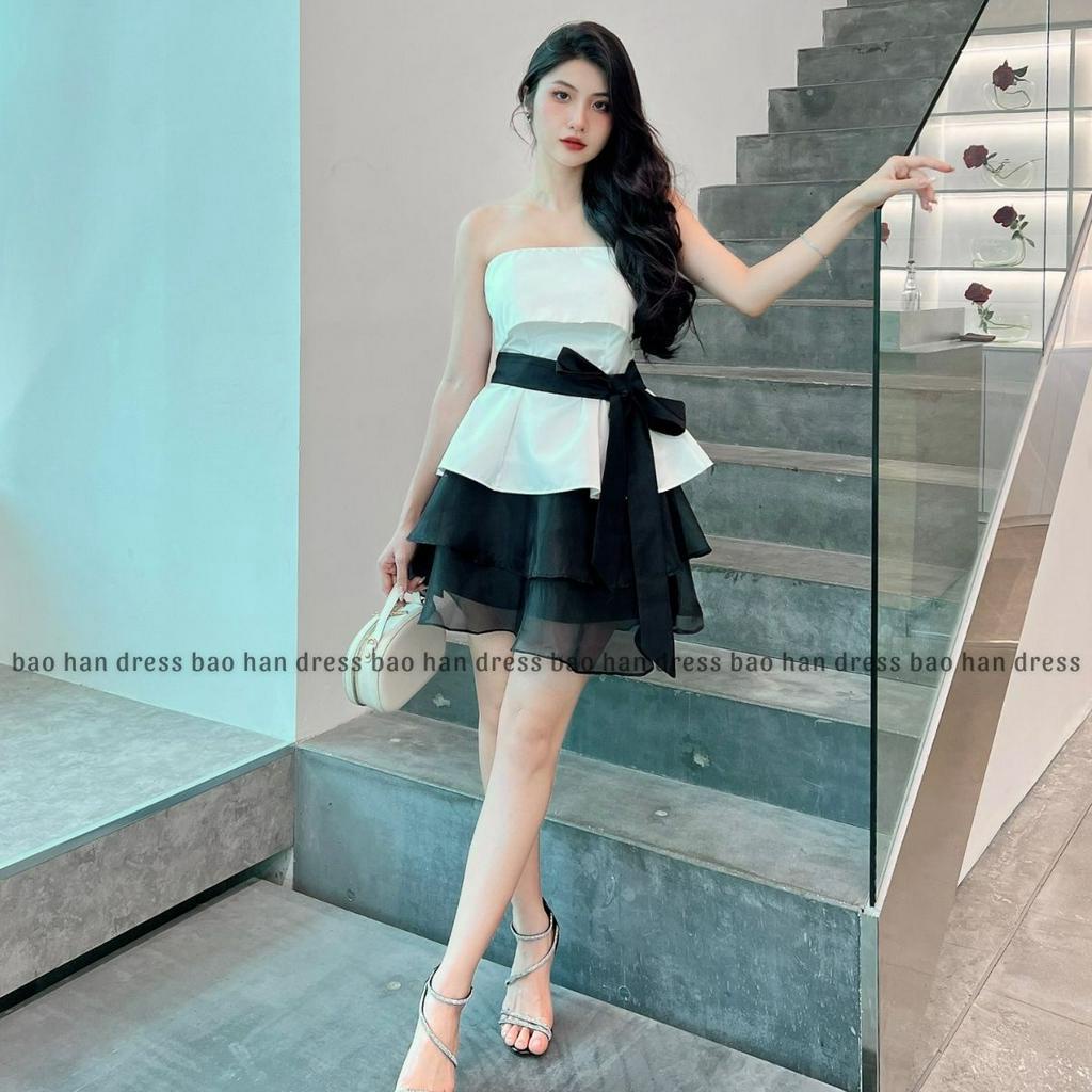 Set Chân Váy Tiểu Thư và Áo Cúp Ngực Phối Nơ - NV402