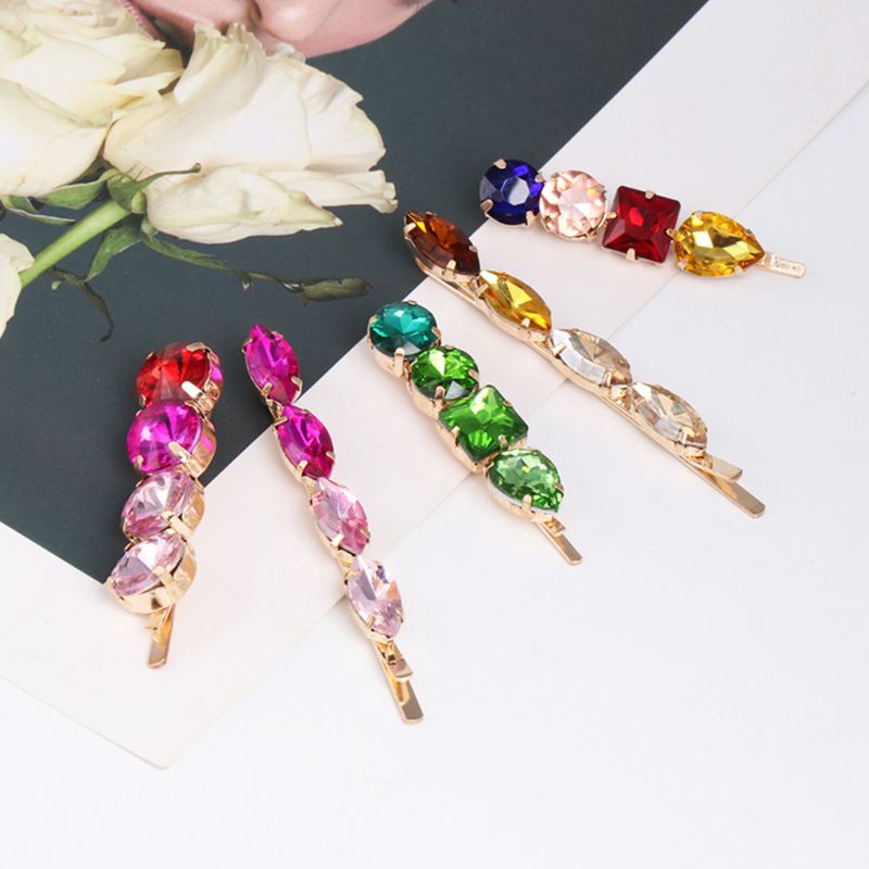 Kẹp Tóc Hợp Kim Đính Kim Cương Giả Nhiều Màu Sang Trọng Cho Nữ