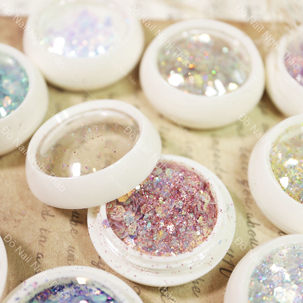 Nhũ kim tuyến nail LADURA 8 màu siêu sáng