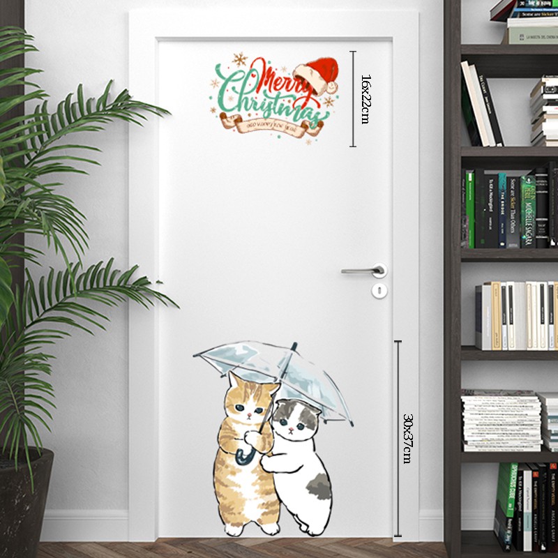 Decal Dán Tường Trang Trí Phòng Khách, Phòng Ngủ, Dán Cửa Kính | Decal Chủ Đề Thiên Nhiên - Mèo Cành Thông