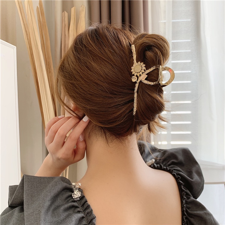 Kẹp tóc kim loại hình hoa hướng dương thời trang cho nữ