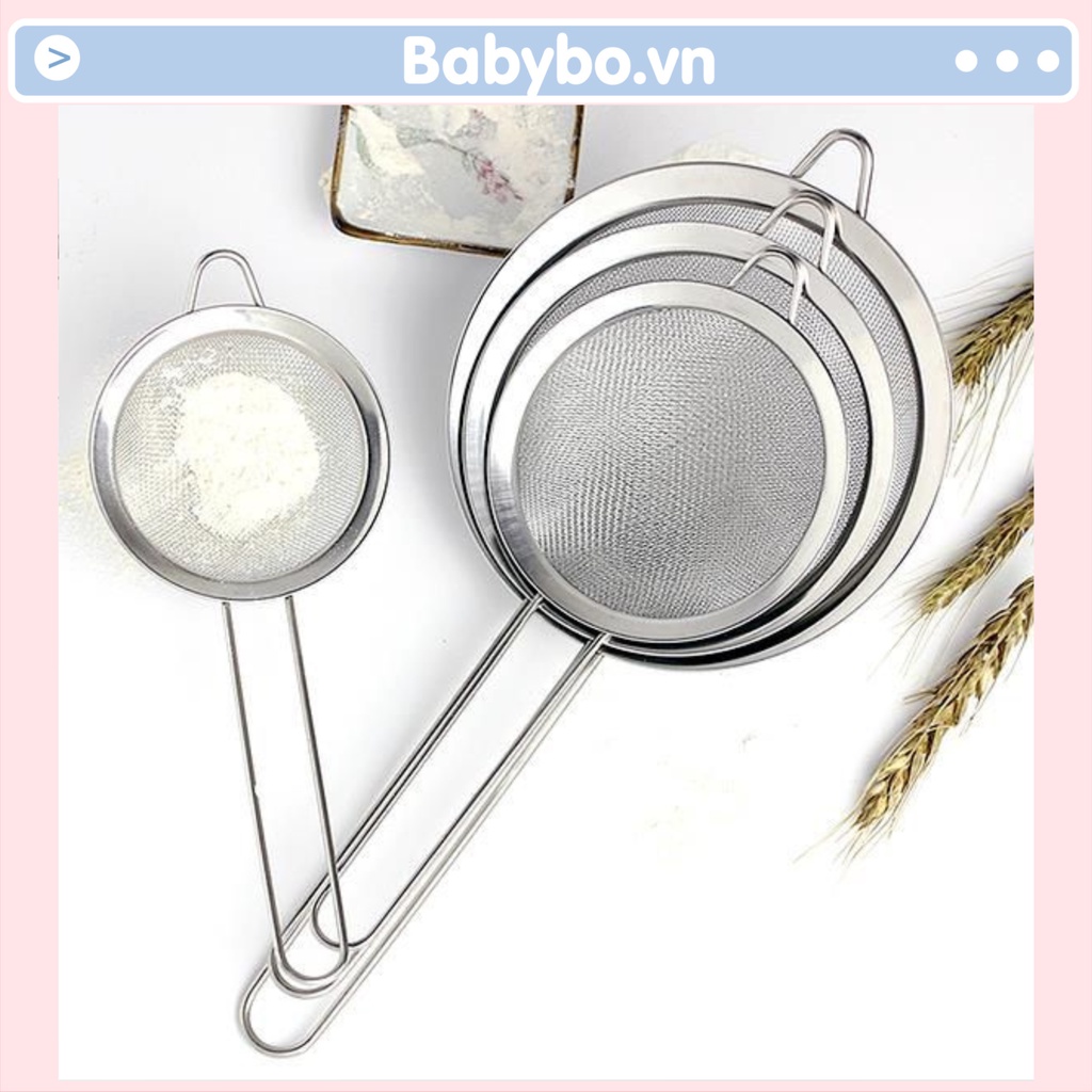 Rây lọc bột, lọc cháo siêu mịn bằng inox cho bé tập ăn dặm size 8, 10, 12 cm