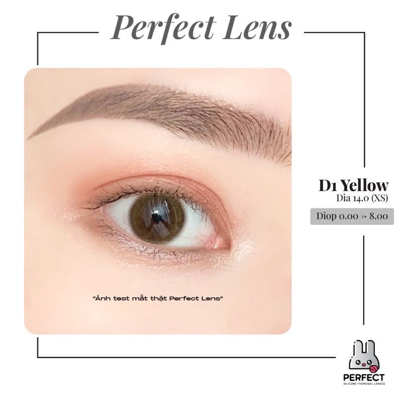 Lens Mắt , Kính Áp Tròng D1 YELLOW BROWN Có Độ Cận và Không Độ , DIA 14.0 , Dành Cho Mắt Nhạy Cảm Giá Sale