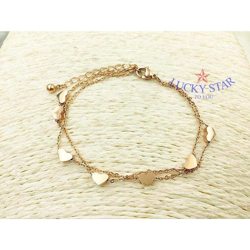 Lắc chân chuỗi nhiều trái tim Titan không đen