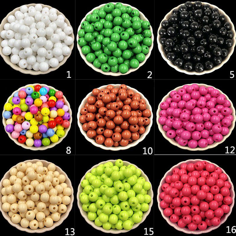 Bộ 50 hạt nhựa 4mm 6mm dùng làm trang sức