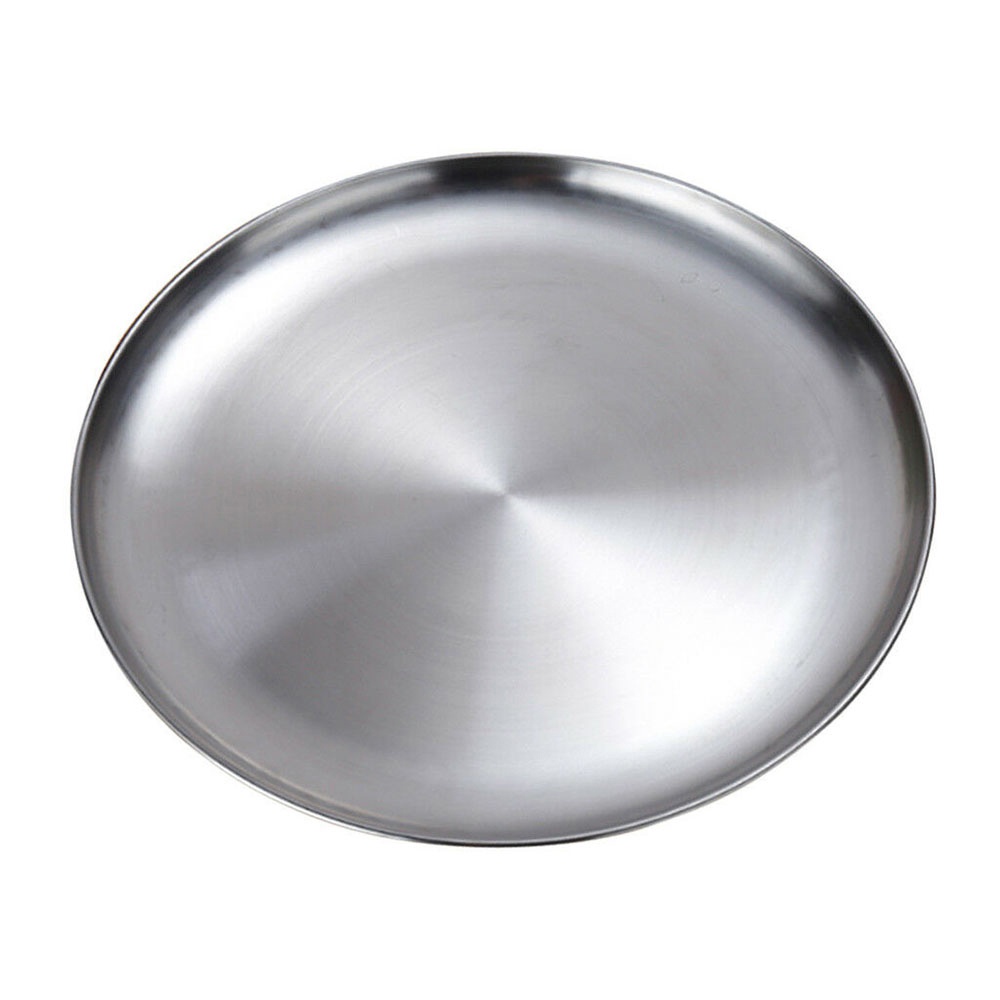 Loriver Stainless Steel Flat Dish Plate Double Insulated Thick Buffet Platter for BBQ New One Tool