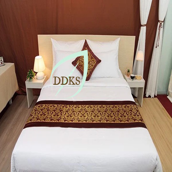 Chăn Ga Khách Sạn - Bộ Drap Nệm Màu Trắng Vải Cotton CVC Cao Cấp T1.3T Size:160cm x 200cm [ nệm cao 5cm - 27cm ]