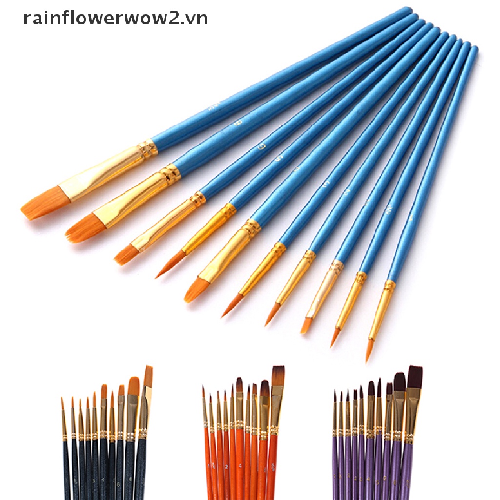 Set 10 Cọ Vẽ Màu Nước Chuyên Nghiệp
