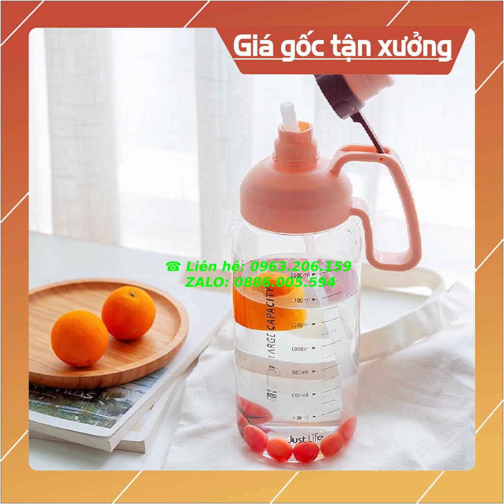 [HOT] Bình nước có quai xách, ống hút BIG size 2000ml