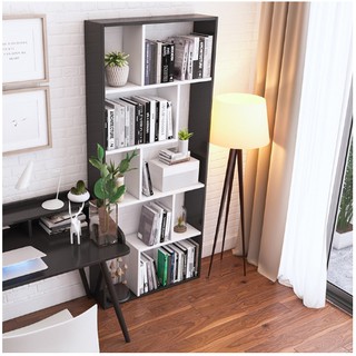 [ SALE VÔ ĐỊCH] Kệ sách để sàn đen-trắng hiện đại cao cấp phòng khách/làm việc GP64.3