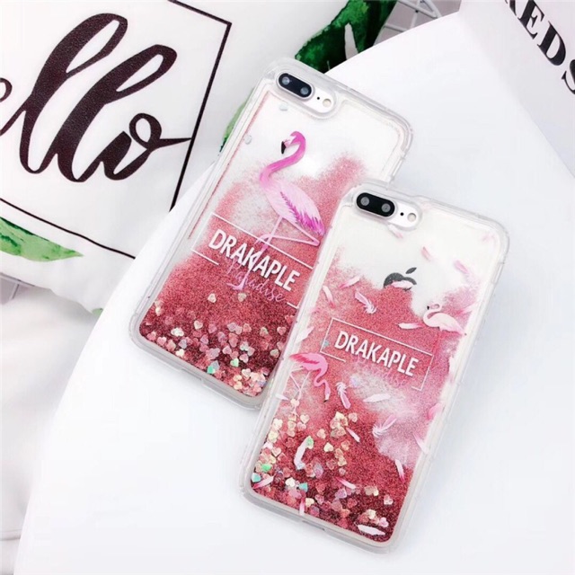 Ốp lưng Kim tuyến Nhũ chảy Hạc Đỏ - Iphone Oppo Samsung Huawei
