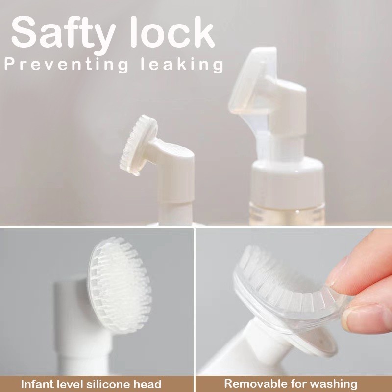 Bình Tạo Bọt Sữa Rửa Mặt Bằng Silicone Kèm Cọ Dạng Nhấn Tiện Dụng