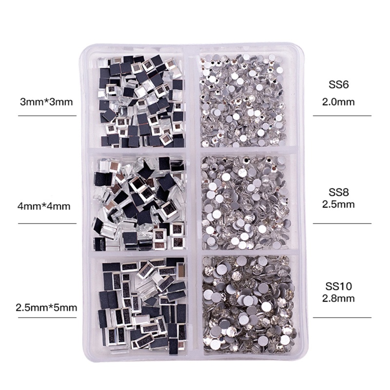 Đá Pha Lê Hình Khối Vuông / Tròn / Chữ Nhật Dùng Trang Trí Móng Tay Nghệ Thuật