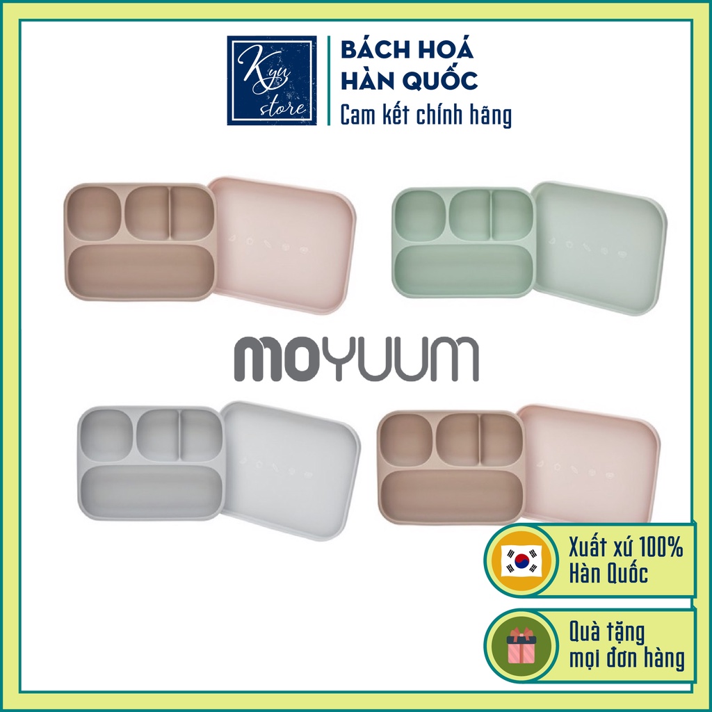 [Hàng chính hãng] Khay Ăn Dặm Silicon MOYUUM Hàn Quốc Đế Hít (Kèm Nắp)